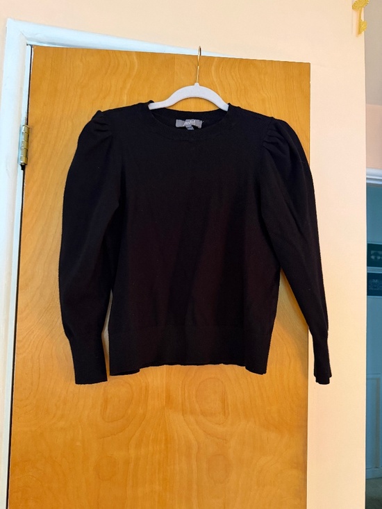 Marled by Reunited Clothing Tops - Black Puff Shoulder Knit Blouse, Marled by Reunited Clothing, Size L
